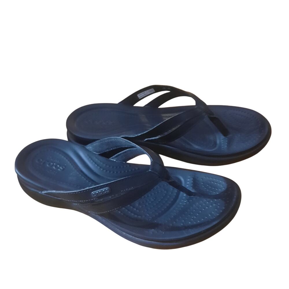 Crocs Womens Black Capri V Sporty Flip Flops With Duel Croc Comfort  Size 9